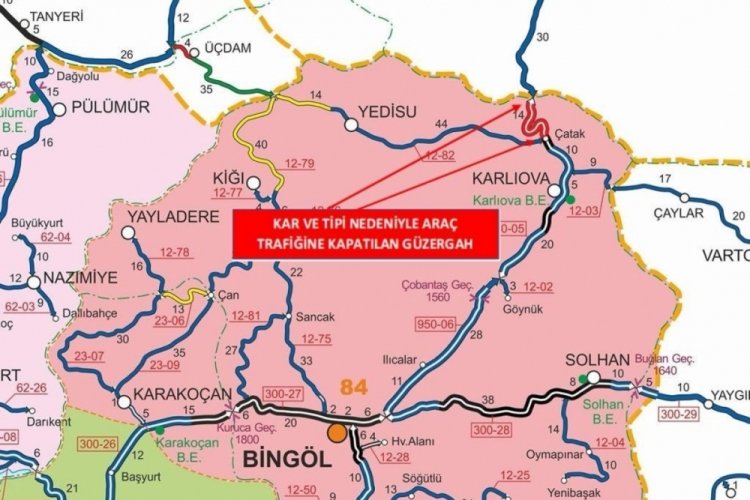Bing&ouml;l-Erzurum karayolu tipi nedeniyle kapandı