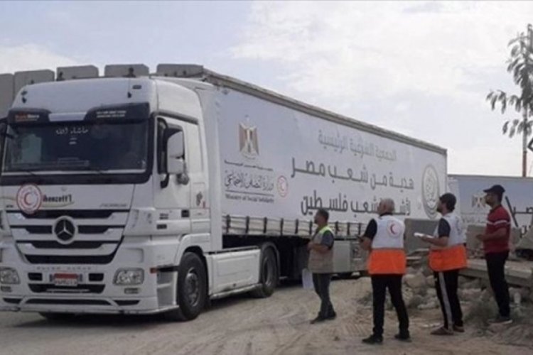 Filistin Kızılayı'nda Gazze'ye 61 TIR'lık yardım konvoyu