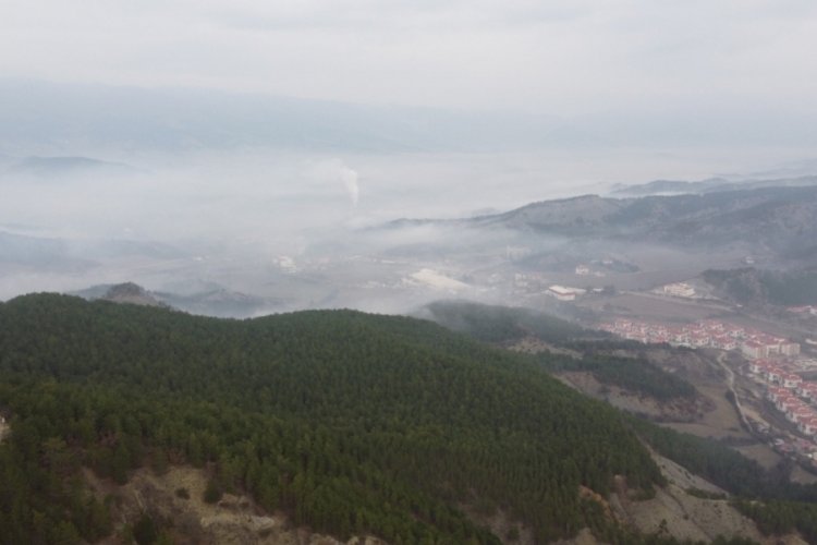 Bolu'da sis tabakası havadan g&ouml;r&uuml;nt&uuml;lendi