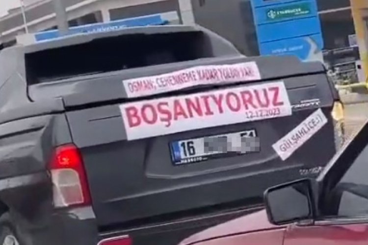 Bursa'da arabayı s&uuml;sledi, boşanmayı b&ouml;yle kutladı!