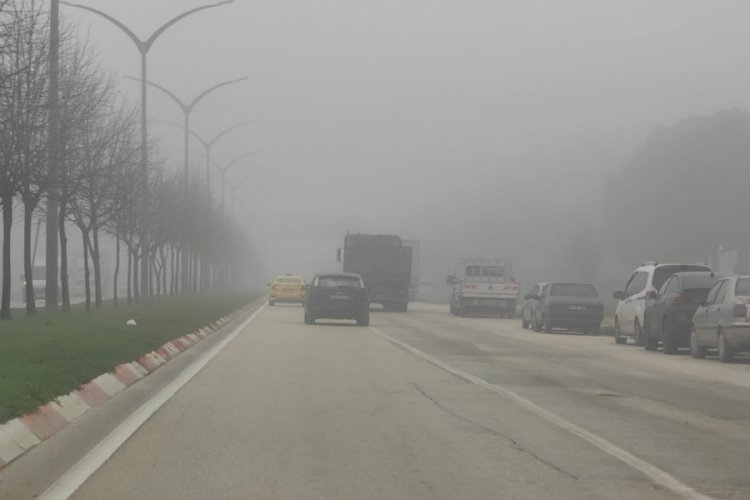 Bursa İneg&ouml;l'de yoğun sis hayatı olumsuz etkiledi