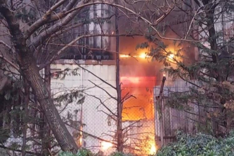 İstanbul'da İBB'nin metro şantiyesinin yanındaki ağa&ccedil;lık alanda yangın