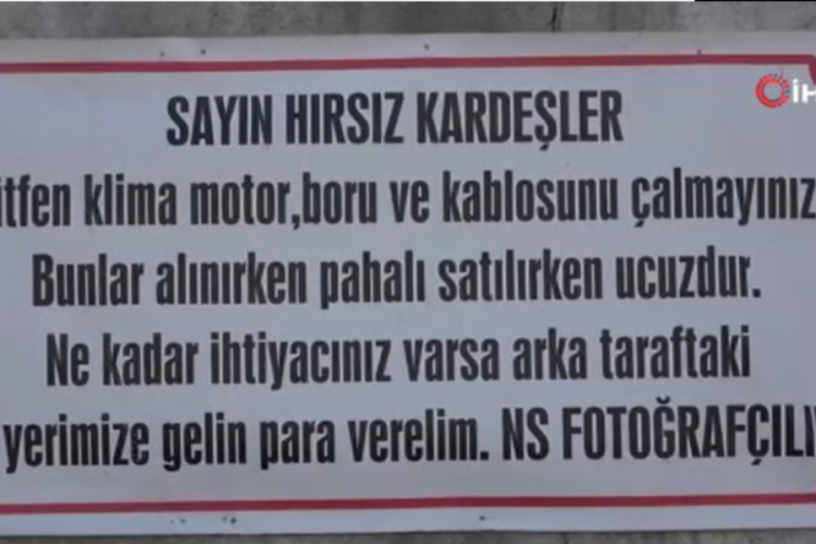 Esnaftan hırsıza not: Hırsız kardeşler l&uuml;tfen paraya ihtiyacınız varsa gelin verelim