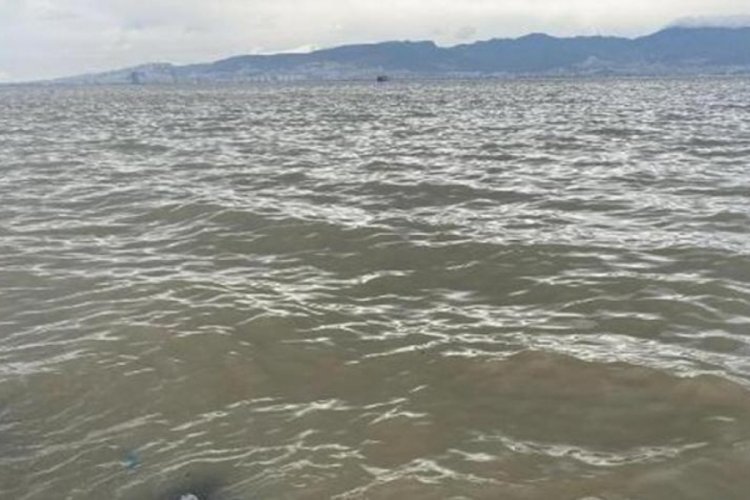 İzmir K&ouml;rfezi &ccedil;amur rengine b&uuml;r&uuml;nd&uuml;