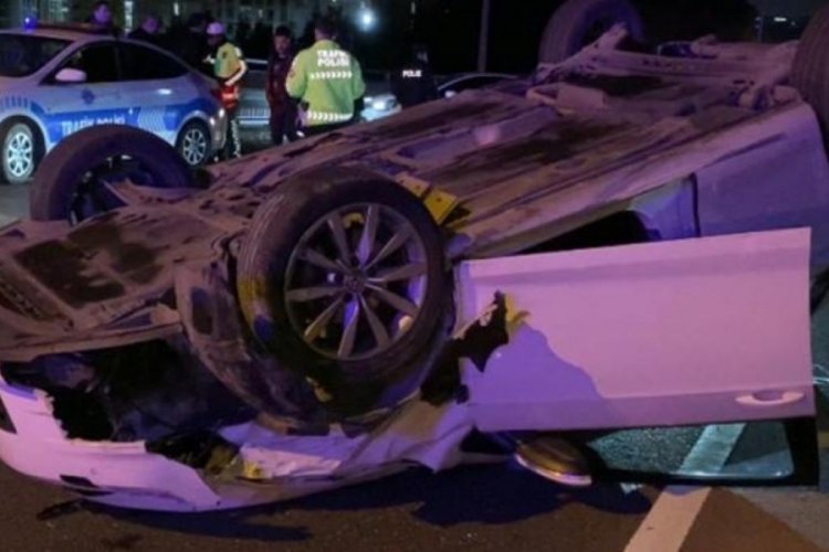 İstanbul'da otomobil takla attı! 1 yaralı
