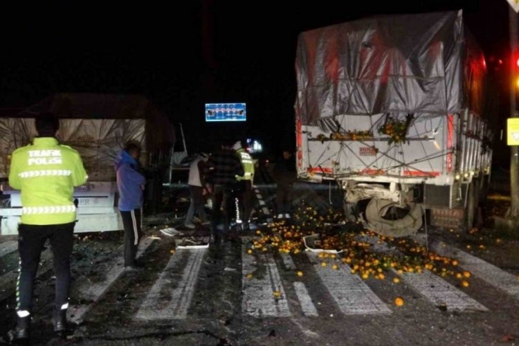 Antalya'da mandalina y&uuml;kl&uuml; kamyona tır &ccedil;arptı!
