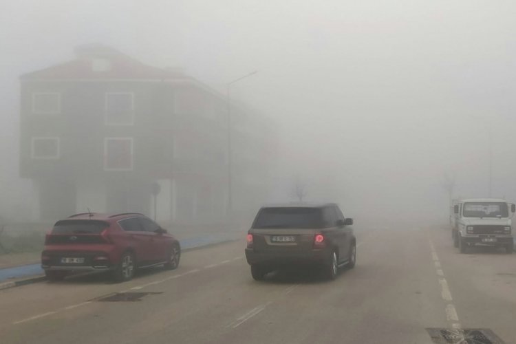 Bursa Yenişehir'de sis hayatı olumsuz etkiledi