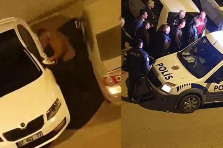 Ara&ccedil;lara zarar verdi mahalleli kırdığı sileceklerle evire &ccedil;evire d&ouml;vd&uuml;