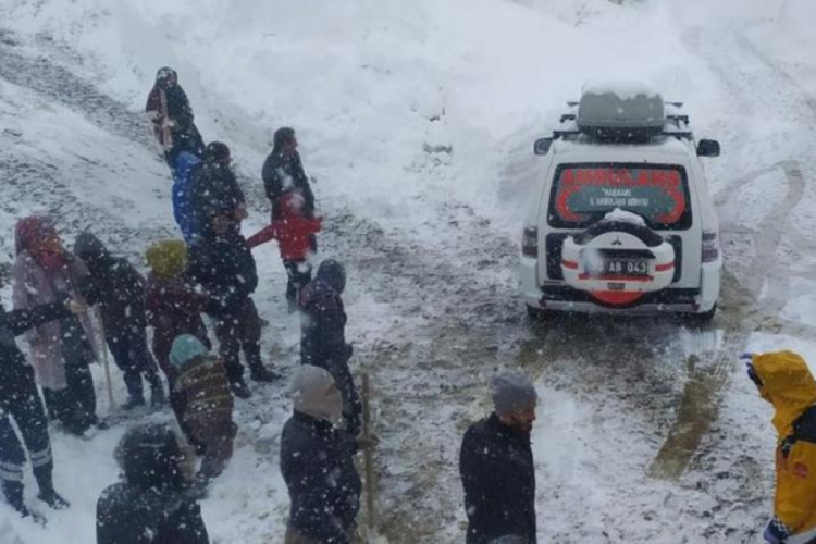 Hakkari'de kar nedeniyle k&ouml;y yolu kapandı! Rahatsızlanan &ccedil;ocuk i&ccedil;in seferber oldular