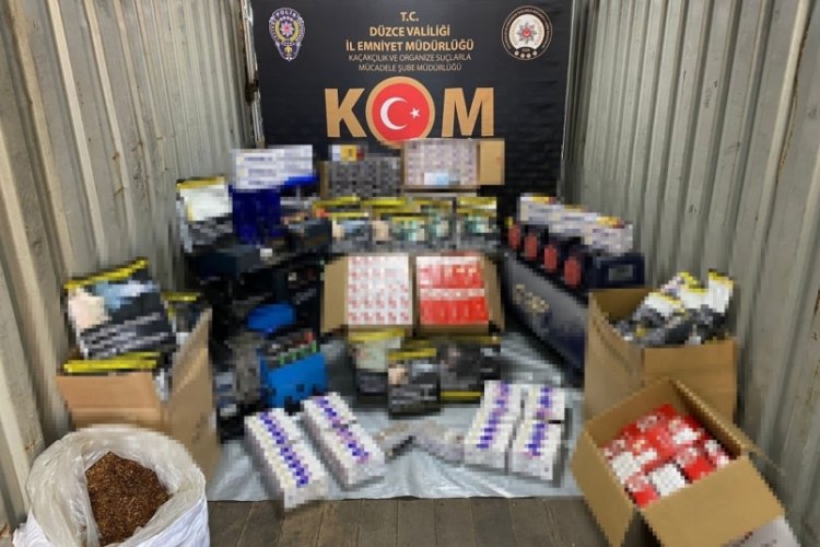 D&uuml;zce'de ka&ccedil;ak sigara operasyonu