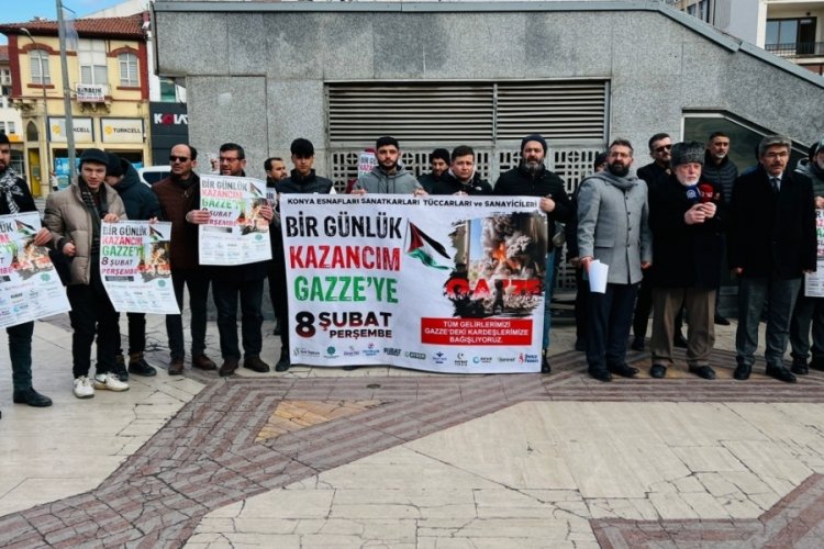 Konya esnafından "Bir G&uuml;nl&uuml;k Kazancım Gazze'ye" projesi