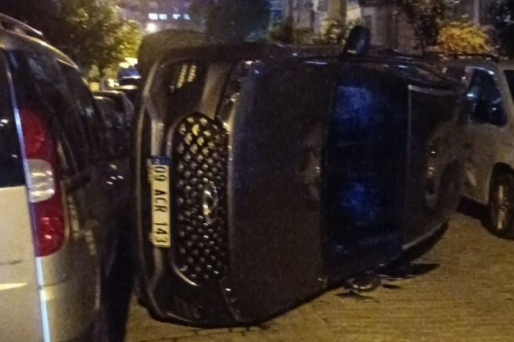 Aydın'da otomobil devrildi