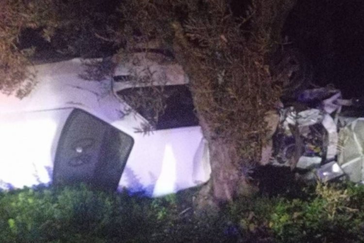 Bursa'da zeytin tarlasına u&ccedil;an otomobil hurdaya d&ouml;nd&uuml;! 1 yaralı