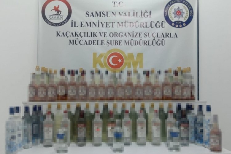 Samsun'da 89 şişe sahte bandroll&uuml; i&ccedil;ki ele ge&ccedil;ti