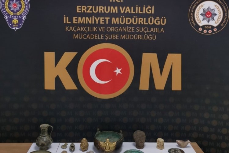Erzurum'da tarihi eser operasyonu: 182 adet tarihi eser ele ge&ccedil;irildi