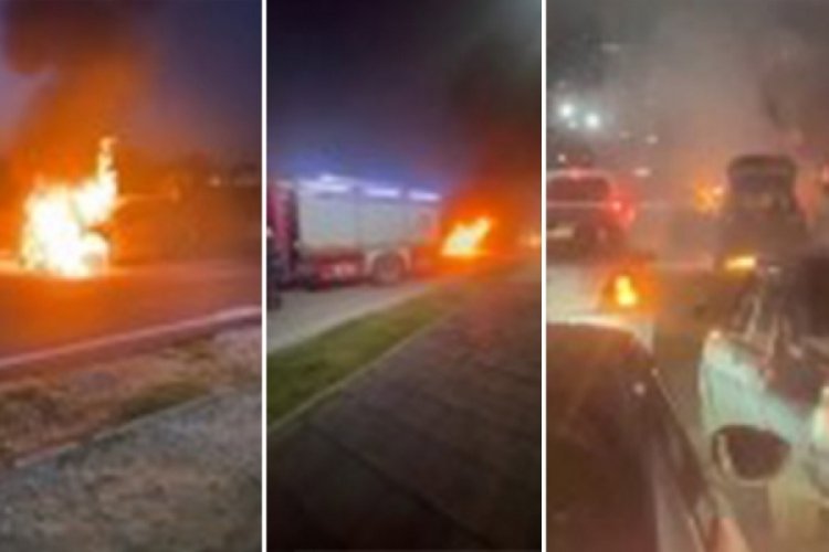 Bursa'da seyir halindeki otomobil alev aldı