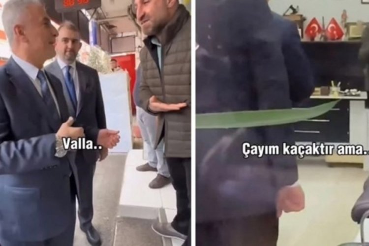 Ticaret Bakanı'na ka&ccedil;ak &ccedil;ay ikram eden esnaf herkesi g&uuml;ld&uuml;rd&uuml;