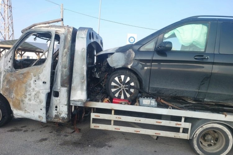 BBP lideri Destici'nin makam aracını taşıyan &ccedil;ekici Amasya'da yandı