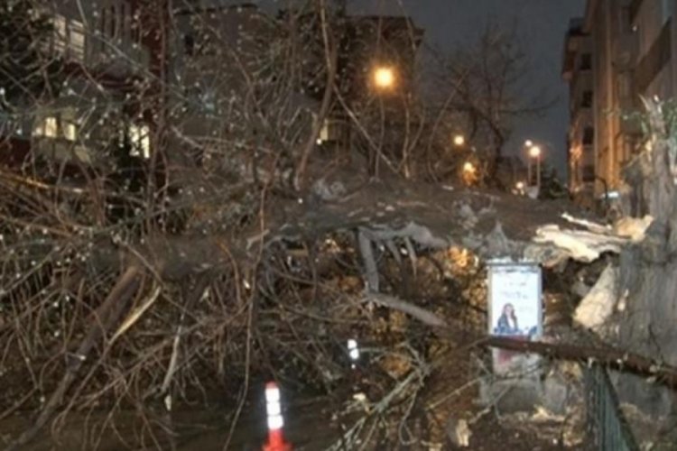 Ankara'da şiddetli r&uuml;zgar ağa&ccedil; devirdi! Yol trafiğe kapandı