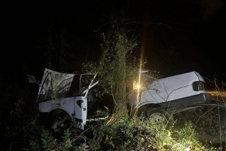 Bursa'da otomobil ağaca &ccedil;arptı; S&uuml;r&uuml;c&uuml; &ouml;ld&uuml;, eşi yaralı