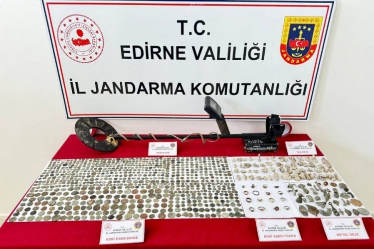 Edirne'de yapılan aramada 1085 tarihi sikke ve obje ele ge&ccedil;irildi