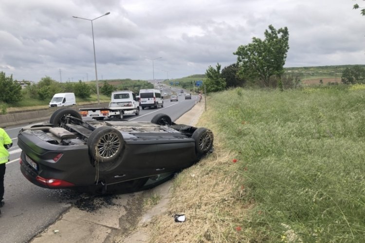 Tekirdağ'da otomobil takla attı!