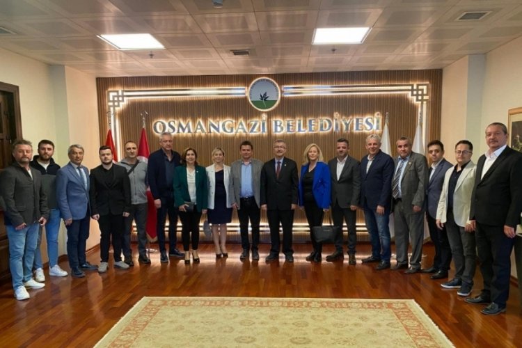 BAL-G&Ouml;&Ccedil;  Genel Başkanı Emin Balkan ve y&ouml;netim kurulu Osmangazi Belediye Başkanı Aydın'ı ziyaret etti