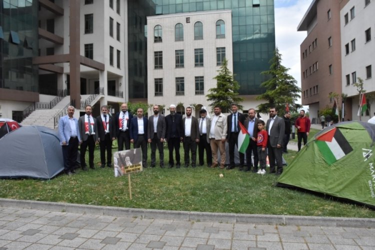 Bursa Teknik &Uuml;niversitesinde Gazze'ye destek i&ccedil;in &ccedil;adır n&ouml;beti başlatıldı