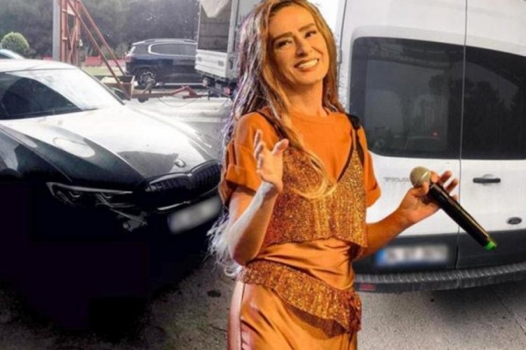 Takip mesafesini ihlal etti! Yıldız Tilbe polis aracına &ccedil;arptı