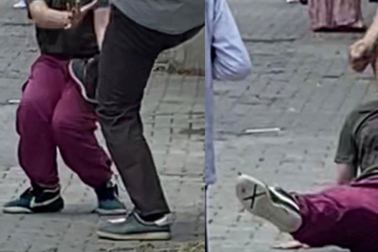 Yine bir kadın yine şiddet! Sokak ortasında &ouml;ld&uuml;resiye d&ouml;v&uuml;ld&uuml;