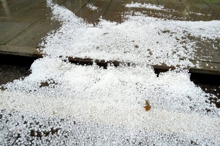 Erzurum'da fındık b&uuml;y&uuml;kl&uuml;ğ&uuml;nde dolu yağdı