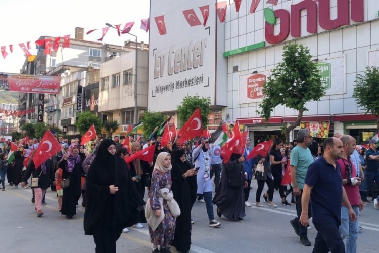 Bursa Gemlik'te Gazze'ye destek yürüyüşü