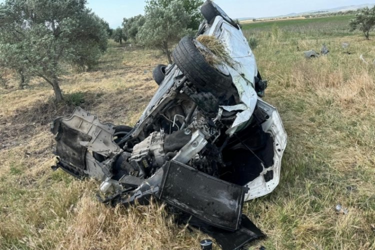 Manisa'da zeytin bah&ccedil;esine otomobil devrildi