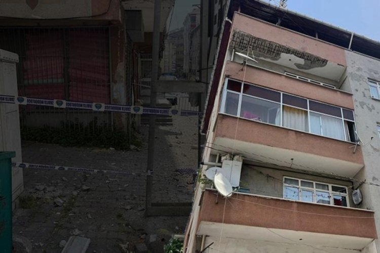 4 katlı binanın balkonu &ccedil;&ouml;kt&uuml;! Bina tamamen boşaltıldı