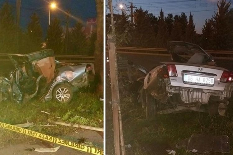 Antalya'da inanılmaz kaza! Otomobil ikiye b&ouml;l&uuml;nd&uuml;