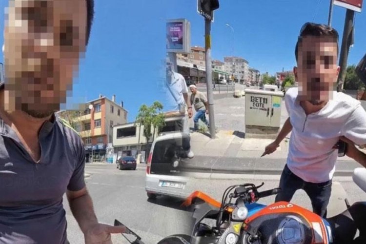 Tartıştığı motosikletliye bı&ccedil;ak &ccedil;ekip tehdit etti: Seni ikiye b&ouml;lerim