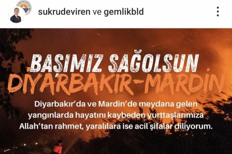Gemlik Belediye Başkanı Ş&uuml;kr&uuml; Deviren'den başsağlığı mesajı