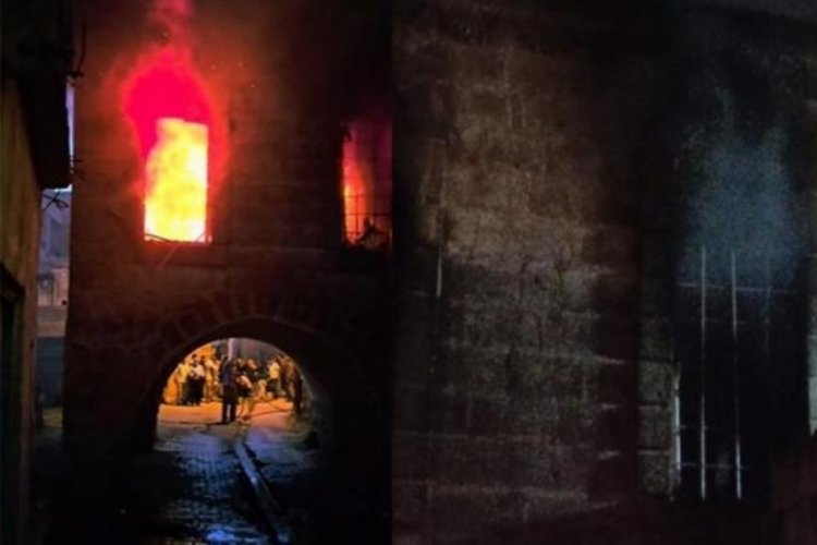 Annesi ve eşi i&ccedil;erideyken evi ateşe verip ka&ccedil;tı