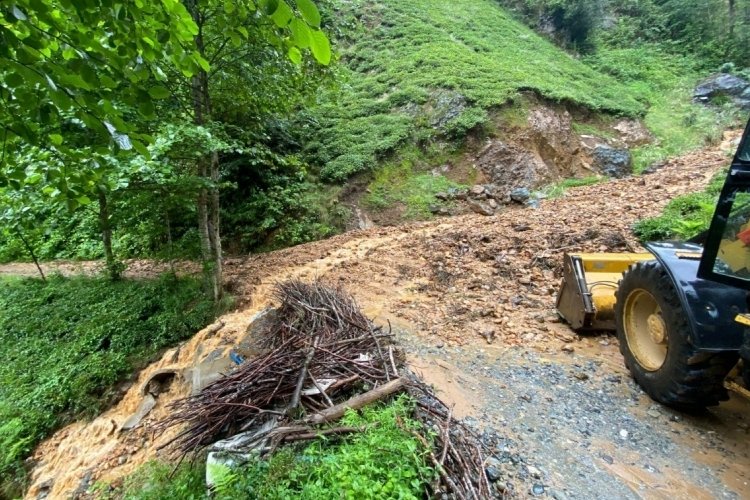 Rize'de şiddetli yağışta heyelanlar meydana geldi