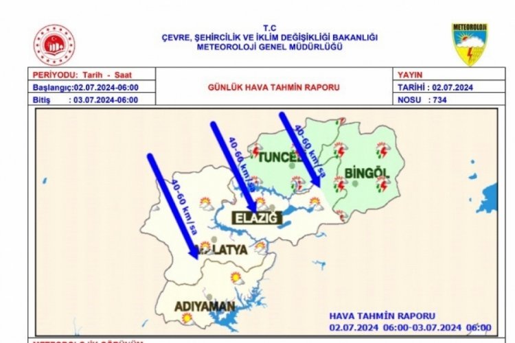 Elazığ'da meteorolojden uyarı! Kuvvetli r&uuml;zgara  dikkat