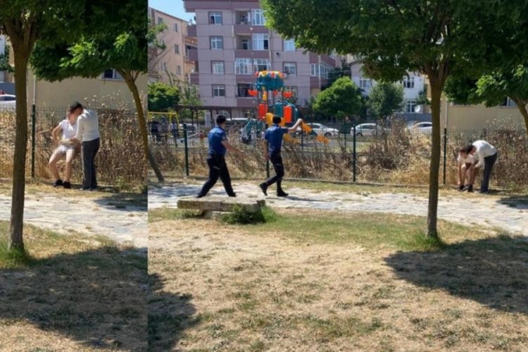 G&uuml;peg&uuml;nd&uuml;z &ccedil;ocuk parkında soyundu