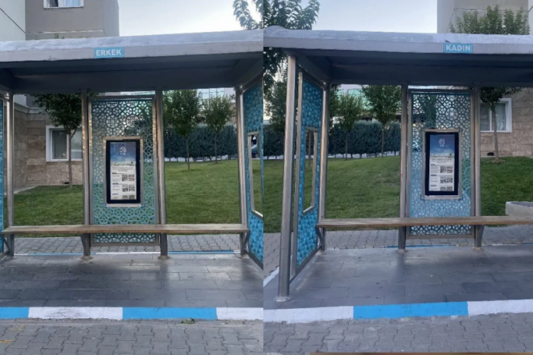 Adıyaman'da otob&uuml;s duraklarını cinsiyete g&ouml;re ayırdılar: Tepkiler &ccedil;ığ gibi!