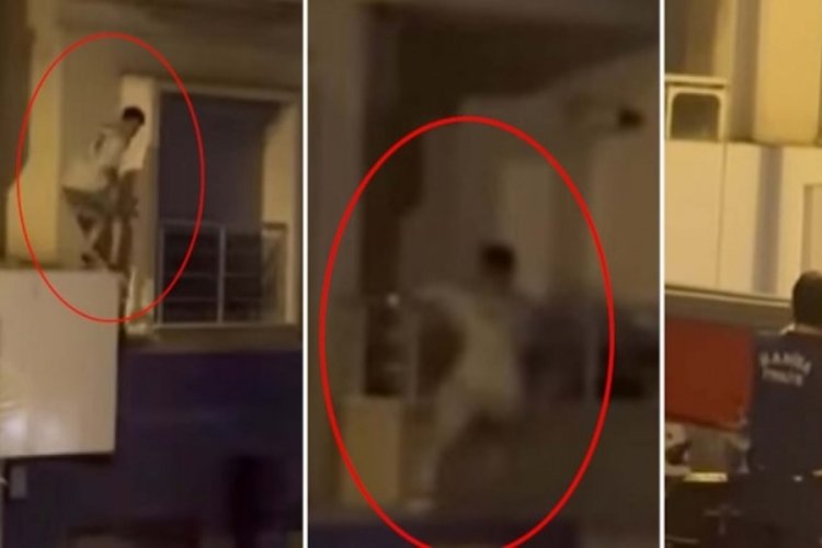 Binanın 5. katına tırmandı: Polisler arkasından bakakaldı!