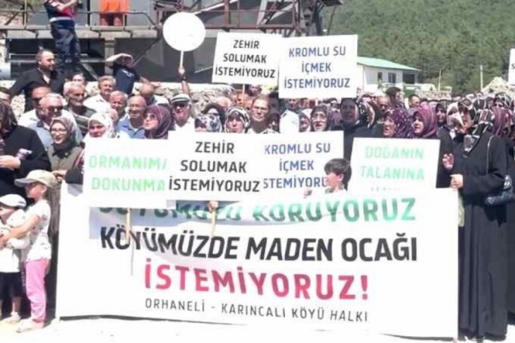 Bursa'da vatandaşlar k&ouml;ylerine kurulan krom madeni fabrikasını protesto etti