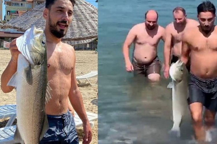 Y&uuml;zmek i&ccedil;in girdi, 6 kiloluk levrek yakaladı