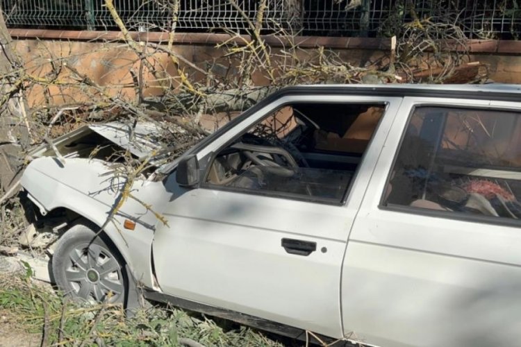 Otomobilin &ccedil;arptığı ağa&ccedil; &uuml;zerine devrildi, yangın &ccedil;ıktı: 1 yaralı