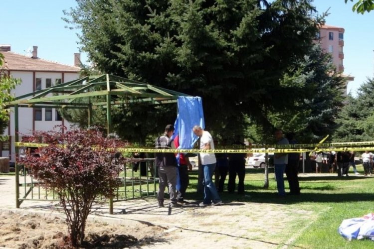 Parkta korku dolu anlar: Kendisini kamelyaya astı