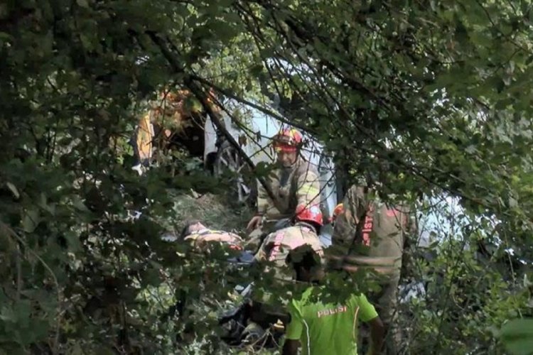 İstanbul'da otomobil ormanlık alana u&ccedil;tu!