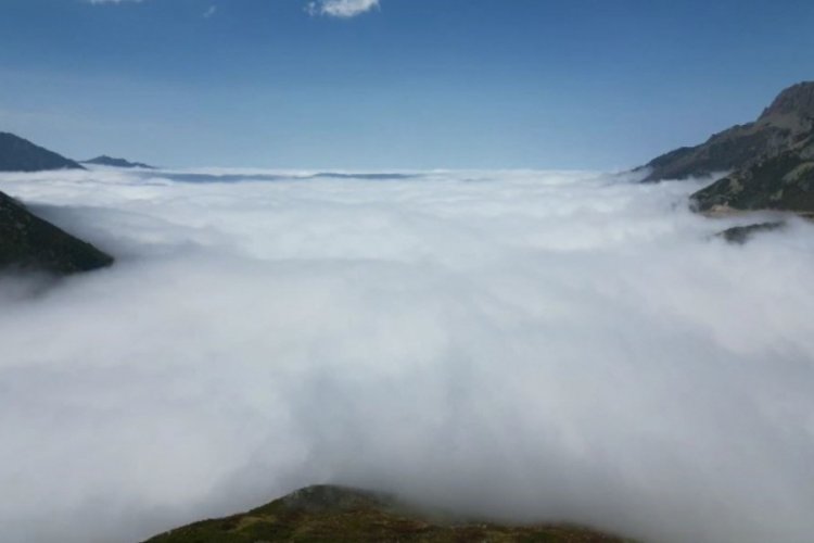 Artvin'de sis bulutları muhteşem manzarasıyla kartpostalları aratmadı!