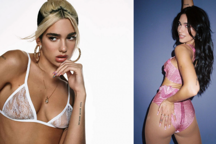 Dua Lipa tül çorabıyla üstüne çıktı